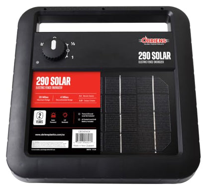 O'Briens Solar Energiser 0.29J Output Solar Electric Fence Energiser | 25-Mile Maximum Range, Livestock Containment, Wildlife Exclusion Electric Fencing