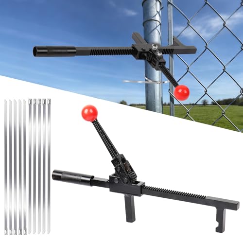 Chain Link Fence Stretcher Tool, Ratcheting Wire Fence Tightener & Puller for Woven Wire Fence, 3″–12″ Tension Range, 5° Tilted Base & Hooked Groove, One-Hand Operation for Farm & Yard