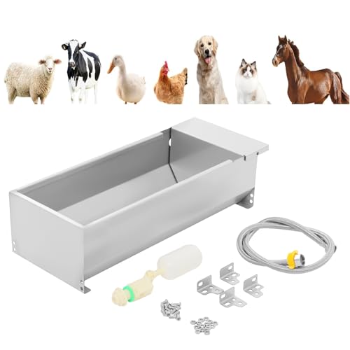 Automatic Horse Waterer, Self Filling Livestock Water Trough w/Float Valve & Water Hose, 304 Stainless Steel 3 Gallon Horse Water Trough Auto Fill Outdoor Water Bowl for Dogs,Cows,Calf,Goats