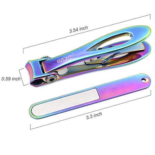 Ultra Wide Jaw Opening Nail Clippers Set, Toenail Clippers for Thick Nails, Heavy Duty Nail Cutter, Stainless Steel Toe Nail Clippers for Seniors, Men & Women Manicure,Pedicure,Big(Prismatic) - color: Prismatic