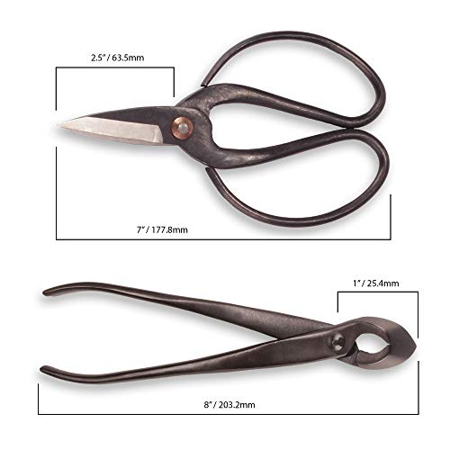 BambooMN Bonsai Basics Set - 8" Concave Cutter, 7" Heavy Duty Shear - 1 Set - color: Concave Cutter & Heavy Duty Shear Set, size: 1