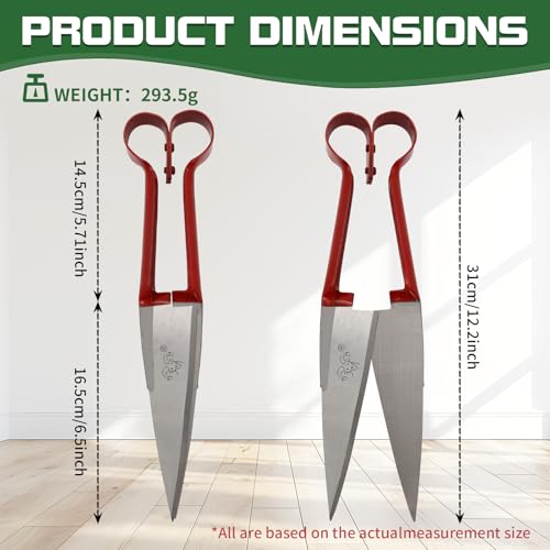 Hand Shears For Sheep Shearing, 6.1-Inch Carbon Steel Bladel Sheep Shears | Classic Style，Manual Livestock Grooming Shears for Sheep, Goat, Alpaca, Rabbit, Horse, Dog – One-Handed Lightweight Portable - style: red handle