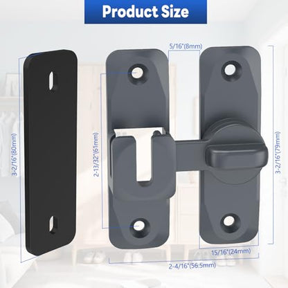 90/180 Degree Barn Door Locks and Latches, Safety Aluminum Hardware Sliding Door Latch, Small Flip Locks for Barn, Bathroom, Cabinet, Garden, Window (Grey-2PCS) - color: Grey-2PCS