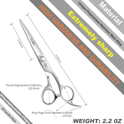 High-end Professional Extremely Very Sharp Barber Hair Cutting Scissors Hairdresser Shears For Hair 6 Inches Haircut Scissor Made Of Stainless Steel Alloy For Hairdressing Salon and Home Use - size: 6 Inch, style: Shears