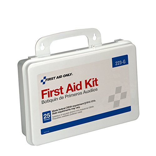 First Aid Only 223-G 25-Person OSHA-Compliant First Aid Kit for Office, Home Renovation, Job Sites, and Construction Vehicles, Gasket Provides Extra Water Resistance, 107 Pieces