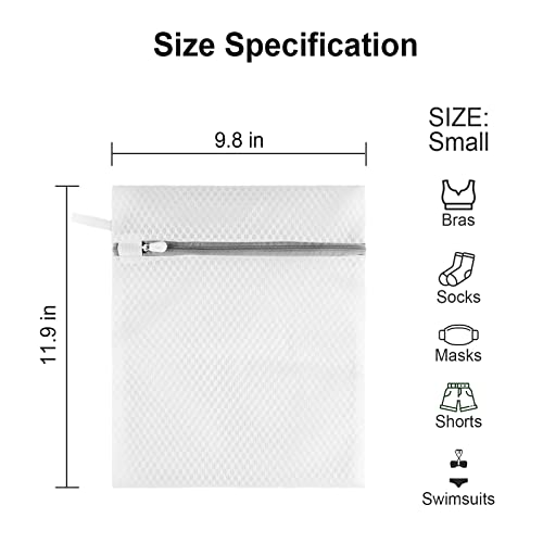 Small Honeycomb Lingerie Bags with Hanging Loop- MDSXO 3 Pack Mesh Laundry Bags for Washing Delicates, White Wash Bags for Socks, Bra, Mask, Baby Clothes 10 * 12 inch [3 Pack] - size: 3S(with Loop)
