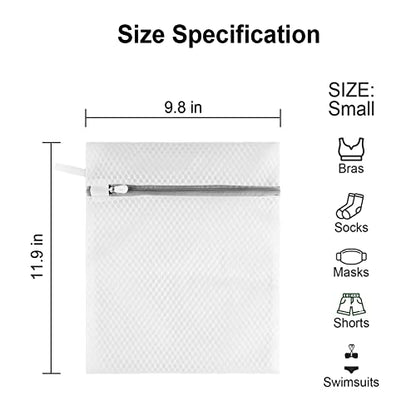 Small Honeycomb Lingerie Bags with Hanging Loop- MDSXO 3 Pack Mesh Laundry Bags for Washing Delicates, White Wash Bags for Socks, Bra, Mask, Baby Clothes 10 * 12 inch [3 Pack] - size: 3S(with Loop)