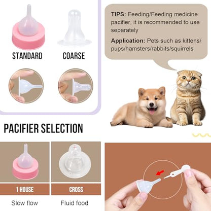 Puppy Kitten Nursing Bottle 4oz - Small Animal Feeding Kit with Nipples | Hand Feeding Supplies for Puppies, Kittens, Rabbits, Ferrets & Newborn Pets - color: BLUE