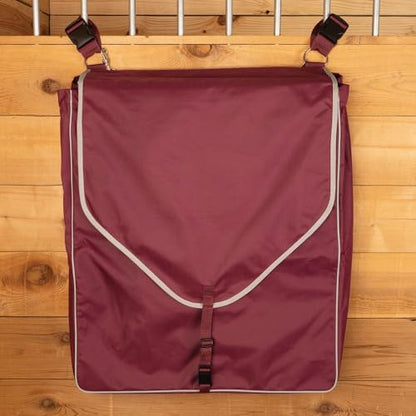 Schneiders Supreme Stall Front Large Horsewear Bag II | Durable 600D Polyester | Teflon Coated | Removable Plexiglass Bottom | Portable & Easy to Hang | Color Burgundy - color: Burgundy