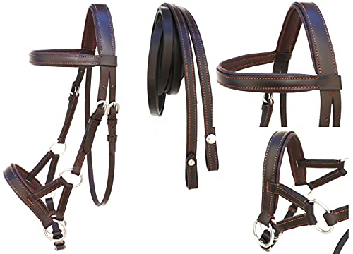 Horse Western English Leather BITLESS Bridle SIDEPULL Halter REINS COB 7701BR-C