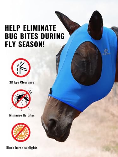 Mask Tech 5 Pieces Horse Fly Masks with Ears, Stretchy Elastic Mesh Fly Masks, 3D Eye Clearance, UV Protection-Large,Combo 17 - color: Combo 17, size: Large