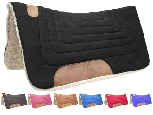 Tahoe Tack Contoured Canvas Western Saddle Pad Available in Mini Pony and Horse Sizing - color: Black