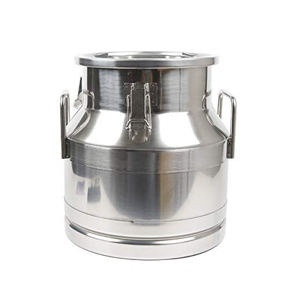 20 Liter 5.25 Gallon Stainless Steel Milk Can Wine Pail Bucket Milk Can Tote Jug Sealed (20L) - size: 20L