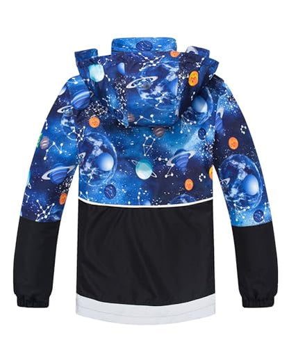 M2C Boys Girls Hooded Color Block Waterproof Fleece Lined Windbreaker Jacket - color: Space, size: 4-5T