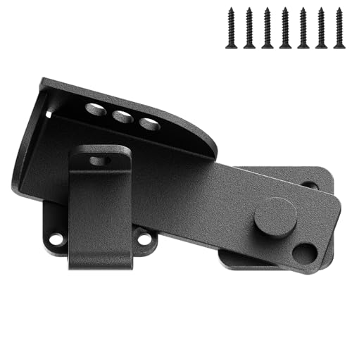 Stainless Steel Flip Gate Latch with 3 Adjustable Padlock Holes – Heavy Duty Outdoor Fence Door Latch for Wooden Double Gate, Shed, Barn - color: Black, size: 4.33 in（Upgraded 1PC)