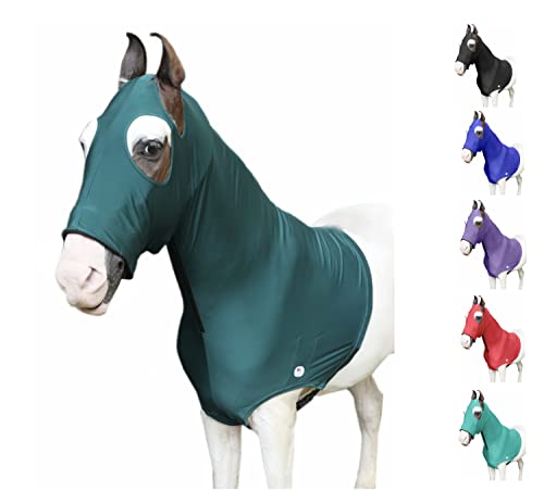 Majestic Ally Stretch Lycra Horse Hood with Zipper (Large, Hunter Green) - color: Hunter Green, size: Large