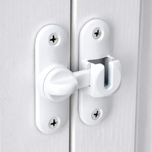 White 90/180 Degree Barn Door Latches,Flip Gate Lock - color: White