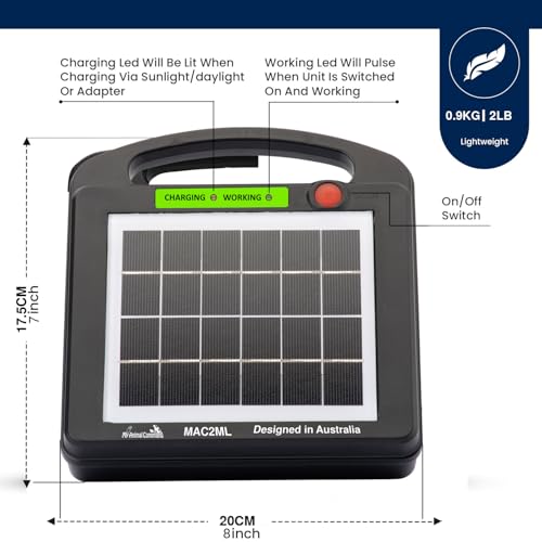 My Animal Command Solar Power Electric Fence Energizer Charger 0.2 Joules - size: Mini MAC2ML 0.2 Joules