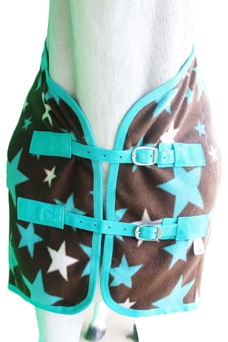 Challenger Horse Soft Fleece Cooler Contoured Exercise Blanket Liner Sheet Wicks 4397 - color: Turquoise Stars, size: 78 inches