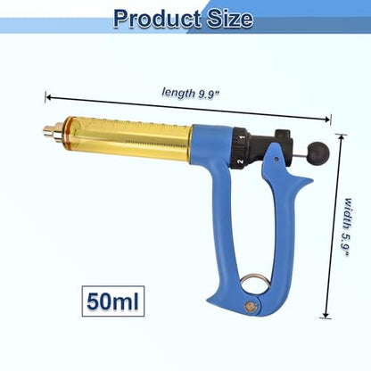 VET.PLUS 50ML Automatic Livestock Syringe for Cow Goat Hog Sheep, Continuous Repeating Cattle Vaccine Gun, Dose Adjustable Luer Lock Interface Veterinary Syringe - size: 1 Tube (50ML)