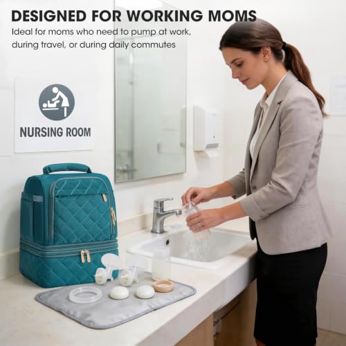 RAINSMORE Wearable Breast Pump Bag, Breast Milk Cooler Travel Bag,Green - color: Dark Green