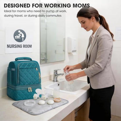 RAINSMORE Wearable Breast Pump Bag, Breast Milk Cooler Travel Bag,Green - color: Dark Green