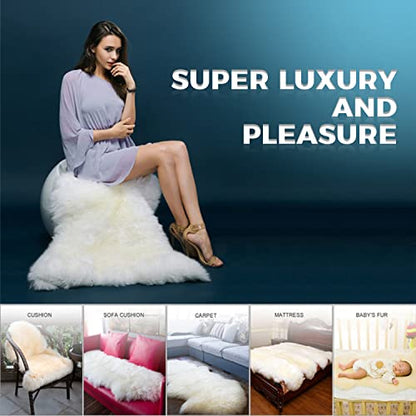 WL&ALLEN Large Sheepskin Rug Genuine Thick and Lush 3 Inch Pile，Luxury Australian Pelts |Large Sheepskin Wool Area Rugs (Single & a Half Pelt 2'6" x 5‘，Light Brown)… - color: Light Brown, size: 2'10" x 5'7" (Sheep Pelt)