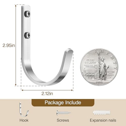22LB Wall Hooks for Hanging Towel/Coat, Brushed Nickel 5 Pack - color: Silver, size: 5 Pack