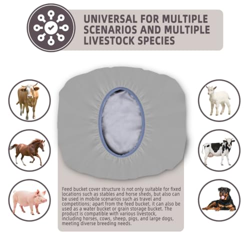 2-5 Gallon Horse Bucket Cover, Waterproof Horse Feed Bucket Cover, Lightweight and Easy to Use (Excluding Bucket, Grey) - color: Gray