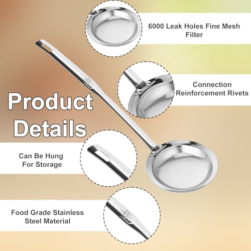 Fine Mesh Stainless Steel Sieve Colander(2 Pack, Large+Small)
