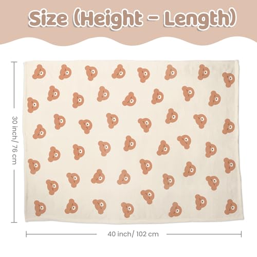 Bear Minky Baby Blanket 30 x 40 Inches for Boys Girls, Soft Plush Receiving Blanket with Dotted Back, Gift for Toddler Newborn Infant Christmas Birthday Baby Shower - color: Bear 1