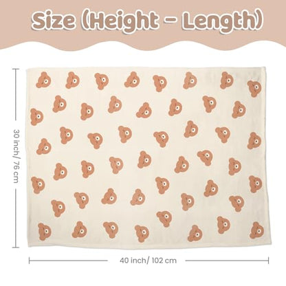 Bear Minky Baby Blanket 30 x 40 Inches for Boys Girls, Soft Plush Receiving Blanket with Dotted Back, Gift for Toddler Newborn Infant Christmas Birthday Baby Shower - color: Bear 1