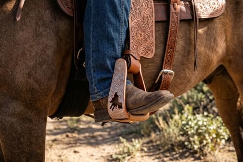CHALLENGER Horse Saddle Western Riding Aluminum Stirrups Roper Angled Slanted Pair 51151v - color: Barrel Racer Bronze