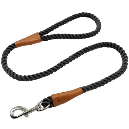 BTINESFUL 5FT Soft Cotton Dog Leash Rope for Strong Large Medium Dogs - color: black, size: 5 Foot (Pack of 1)