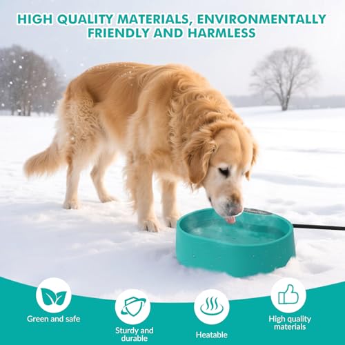 3.7L Heated Water Bowl for Dog & Cat, Outdoor Heated Dog Bowl, Large Waterproof Heated Warming Pet Bowl for Outside, Anti-Freeze Heated Pet Water Dish for Rabbit, Chicken, Duck, Squirrel (35 Watts)