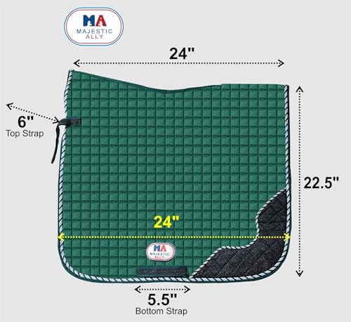 Majestic Ally Designer Quilted 1" Square All Purpose English Saddle Pad - color: Black