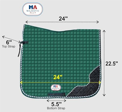 Majestic Ally Designer Quilted 1" Square All Purpose English Saddle Pad - color: Black