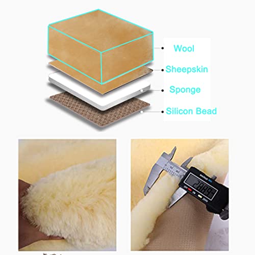 OGLAND Fuzzy Sheepskin Car Seat Cover for Soft Fur Genuine Wool Cushion - color: Honey Beige