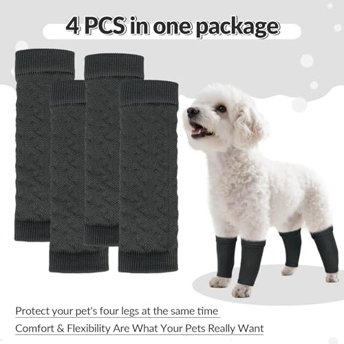 ROZKITCH 4 PCS Dog Arm Sleeve to Help Reducing Licking Scratching Elbow - color: DarkGrey, size: M-Leg Girth: 2.67in