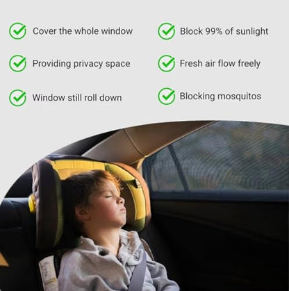 2Pack Large Size Super Elastic 42" to 53" Car Window Shades for SUV, Pickup | Elastic UV Protection Breathable Mesh Covers for SUV, Pickup, Minivan, Side Window Screen for Car Camping Overnight Sleeping - size: Large (42" to 53")