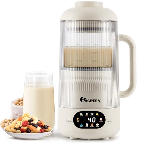IAGREEA 35oz Glass Nut Milk Maker Machine, 10 in 1 Noise Reducing Soy Maker - color: beige