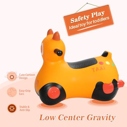 INPANY Kids Bouncy Car Hopper Toys, Toddlers Ride on Car, Gifts Toy for Kid | Eco-Friendly PVC, Low Center Gravity, Cute Cartoon Design, Load 100 Lbs, Learn & Exercise & Active Fun, Gifts for 1-3 Kids - color: Orange Car