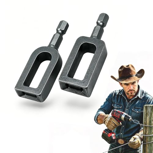 2PCS Electric Wire Twisting Tool, Replaces Hand Twisting, One-Piece Cast Carbon Steel, 1/4" Hex Shank Fits Most Drills, for Fencing, Rebar Tying, Farm & Construction