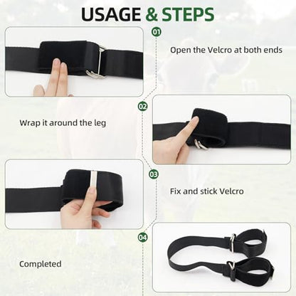 Cow Hobble Milking Restraint Adjustable Anti-Kick Cattle Hoof Binding Strap - color: BLACK