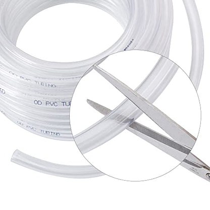 DAVCO 3/8" ID - 10 ft Clear Vinyl Tubing, Low Pressure Flexible PVC Tube, Heavy Duty UV Chemical Resistant Lightweight Plastic Vinyl Hose, BPA Free and Non Toxic, with 2 Stainless Clamps - size: 3/8"ID, style: 10 Feet