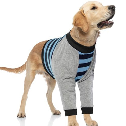 FUAMEY Dog Recovery Sleeve with Elbow Protector, Blue Stripe, L - color: Blue Stripes, size: L(Weight:44-66lbs)