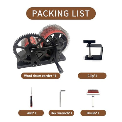 Wool Combing Machine, Wool Drum Carder Fiber Carding Machine with Hand Crank Remove Fiber Impurities Fast Color Mixing, Wool Blending Wheel for DIY Craft Make Felt Animals, Handmade