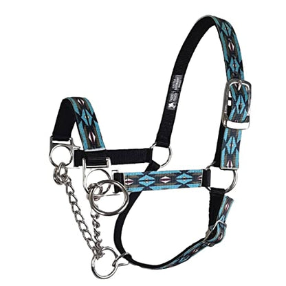 Tahoe Tack Nylon Overlay Cattle Restraint Halter with Padded Noseband - 6 Month Warranty - color: Blue Aztec