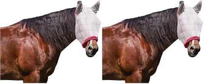 Farnam SuperMask II Horse Fly Mask with Ears, Extended Coverage Equine Fly Protection, Protects Eyes from Insects, Debris & UV, Adjustable Throat Latch, Plush Fleece Trim, Average Size (Pack of 2) - size: Standard Horse (Pack of 2)
