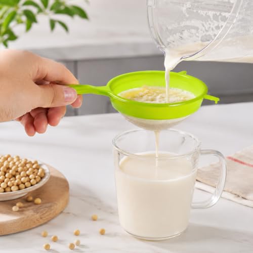 3PCS Fine Nylon Mesh Strainers, Sieve Fine Mesh Colander Flour Sifter | Food-Grade Nylon Mesh Colander with Handle Kitchen Filter Tool for Coffee Soy Milk Juice Tea Yogur Pasta